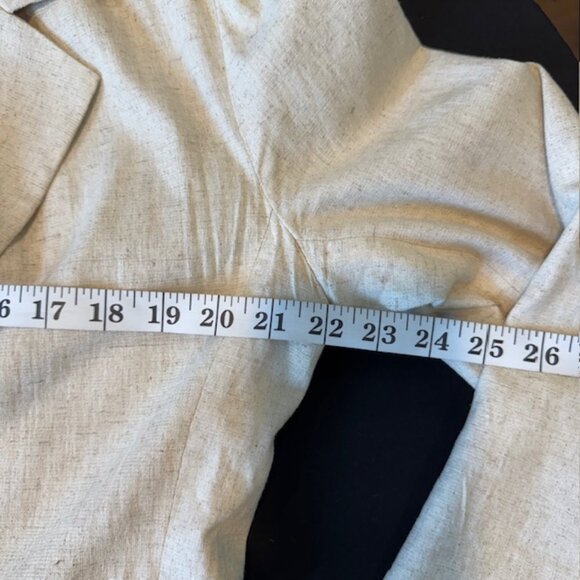 JustFab Linen-Blend Double-Breasted Blazer Beige Women's – Size XL - Picture 5 of 9